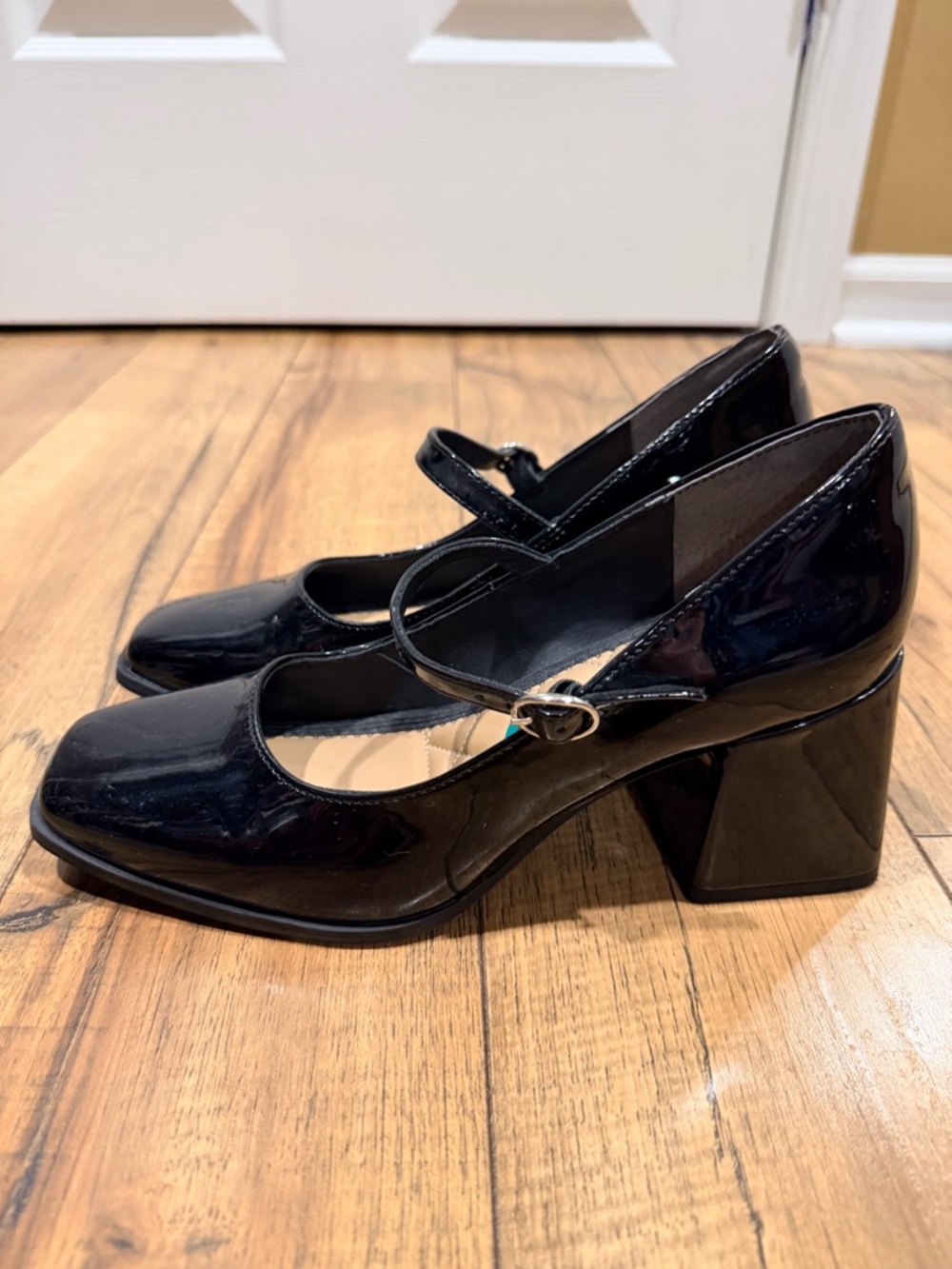 Rachel Zoe Black Patent Mary Jane Block Heel Pumps